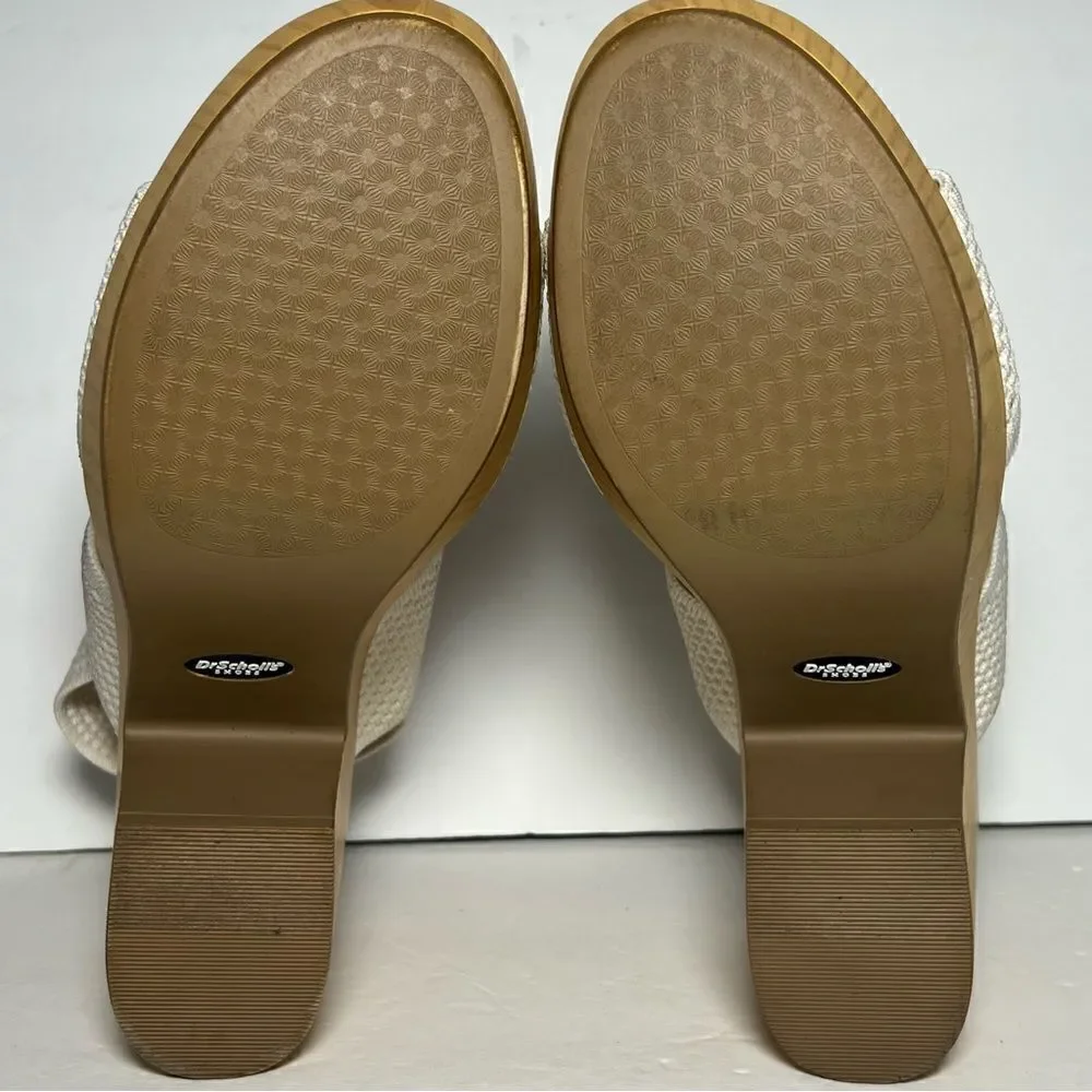 Dr. Scholls Womens Becca Wooden‎ Platform Slingback Sandals in Tofu White 10M